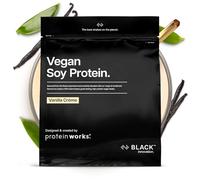 Protein Works | Vegan Soy Protein - Black Innovation, Premium Soy Protein Isolate, Low Fat, No Added Sugar, 27g Protein, 100% Plant-Based Nutrition, Vanilla Crème, 33 Servings, 1kg