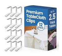 ProTensils 12Pcs Picnic Tablecloth Clips for Outdoor Tables - Stainless Steel Large Table Cloth Clip, Fits for 2.5” Thick Tables, Metal Clamps for Picnic Table Clips, Dining Table Cloth Holder