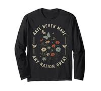 Protest Hate Never Made Any Nation Great Resist Floral Women Long Sleeve T-Shirt