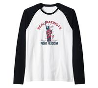 Protest Real Patriots Fight Fascism Eagle USA Freedom Raglan Baseball Tee