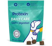 Protexin Daily Care Gut+ Digestive Supplement for Dogs, 60 Soft Chews | Prebiotic, Probiotic & Postbiotic Chew for Dogs, Supports Gut Balance, Firm Stools & Anal Gland Function, Chicken Flavour