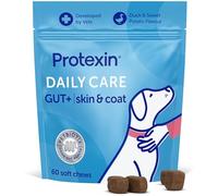 Protexin Daily Care Gut+ Skin & Coat | 60 Probiotic Dog Chews, Salmon and Sweet Potato Flavour Pet Supplement | Probiotics for Dogs