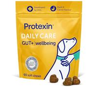 Protexin Daily Care Gut+ Wellbeing | 60 Probiotic Dog Chews, Duck and Carrot Flavour Pet Supplement | Probiotics for Dogs