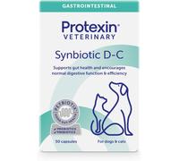Protexin Veterinary Synbiotic D-C Capsules, High-Concentrated Probiotic & Prebiotic Supplement for Dogs & Cats, Supports Gut Health, Digestion, 50 One-a-Day Capsules