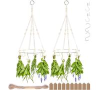 PROTITOUS 2pack Herb Drying Rack With Golden Herb Dryer Hooks, Hanging Rack With Wooden Balls, Golden Color