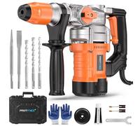 Protmex Hammer Drill - 1500W SDS Plus Heavy Duty Rotary Hammer Drills | 3 in 1 Function (Drill/Hammer/Chisel) 1-1/4" Concrete Drills with 5pcs Bits for Brick Walls, Concrete, Construction