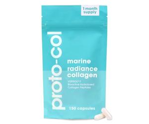 Proto-col Marine Radiance Collagen Capsules 2,500mg, Marine Collagen Supplement with Hyaluronic Acid, Vitamins A, C, E and Zinc for Healthy Skin, Hair and Nails, 150 Capsules Food Supplement