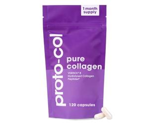 Proto-col Pure Collagen Supplement for Women, 2500mg Bioactive Collagen Peptides, Clinically Proven Type I & III Hydrolysed Anti-Ageing Formula for Skin, Hair, Nails & Joint Support, 120 Capsules