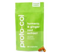 Proto-col Turmeric & Ginger Capsules with Black Pepper, High Strength Turmeric Supplement with Curcumin & Vitamin D3 for Joint, Bone, Muscle & Digestion Support, 60 Capsules Food Supplement