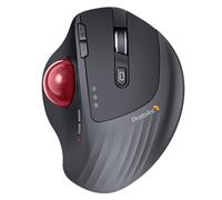 ProtoArc EM01 NL Wireless Bluetooth Trackball Mouse, 2.4G Ergonomic Rechargeable Rollerball Mouse with 3 Adjustable DPI, 3 Device Connection for PC, Mac, Windows, Red Roll