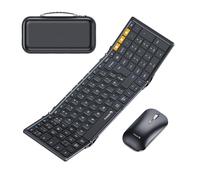 ProtoArc Foldable Keyboard and Mouse Combo, Folding Bluetooth Keyboard Mouse for Travel, 2.4G+Dual Bluetooth, Full-Size Rechargeable Portable, QWERTY UK Layout - Black