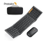 ProtoArc Foldable Mouse and Keyboard Folding Bluetooth Wireless Mice Keyboards for Business Travel Laptop iPhone iPad Tablets PC Black Gray