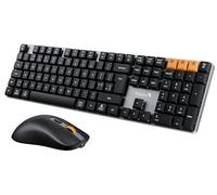 ProtoArc Wireless Mechanical Keyboard and Mouse, KM310 Full-Size Rechargeable Keyboard Mouse, 2.4G+Dual Bluetooth, Low Profile Keys, Red Switches, Multi-Device, for Windows/Mac - Space Gray