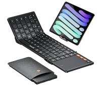 ProtoArc XK01 TP Foldable Bluetooth Keyboard with Touchpad, Full Size Keys, Folding Portable Travel Keyboard with Large Trackpad for Android Windows iOS Tablet Laptop PC Smartphone - Black