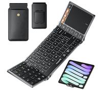 ProtoArc XK01 TP Portable Foldable Keyboard with Touchpad, Full Size Keys, Folding Bluetooth Travel Keyboard with Trackpad for iPad Laptop PC Tablets - Black Gray
