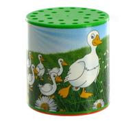Protocol Traditional duck sound/quacking/quack quack box with label illustrated with ducks and ducklings (the box must be shaken to hear the sound, the noise or the voice of a duck)