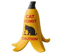 Protoence Cat Puke Caution Sign, Hilarious Desk Sign Decor, Banana Peel Shape Funny Cat Dog Vomit Warning Decor for Novelty Collectors Interior Designers Living Room Bedroom Study Apartment Home