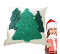 Protoence Christmas Cushion Covers - 18x18 Christmas Tree Embroidered Pillowcase - Soft Cushion Pillow Cover Zippered | for Living Room Bedroom Bed Sofa Car Farmhouse Bar Birthday Holiday Festive