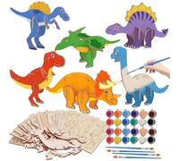 Protoence Dinosaur Crafts for Kids | 3D Wooden Jigsaw Puzzles,Boys Dinosaur Toys | for Birthday Classroom Party Homeschool Preschool Holiday Playroom