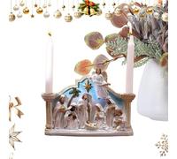 Protoence Nativity Advent Candle Holder - Christmas Candlestick Statue for Party,Resin Nativity Statue Ornament Catholic Christian Home Candle Holder Decor for Fireplace Mantle Table Holiday