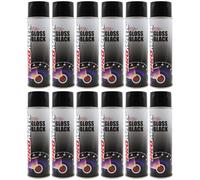 PROTOUCH 12x Promatic Gloss Black Spray Paint, 500ml, Fast Drying, Weatherproof, UV/Scratch/Impact Resistant