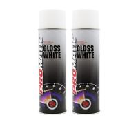 PROTOUCH 2x Promatic Gloss White Spray Paint, 500ml, Fast Drying, Weatherproof, UV/Scratch/Impact Resistant