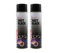 PROTOUCH 2x Promatic Matt Black Spray Paint, 500ml, Fast Drying, Weather/UV Resistant, Internal/External Use
