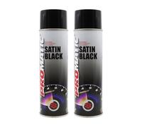 PROTOUCH 2x Promatic Satin Black Spray Paint, 500ml, Fast Drying, Weather/UV Resistant, Scratch/Impact Resistant