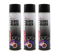 PROTOUCH 3x Promatic Gloss Black Spray Paint, 500ml, Fast Drying, Weatherproof, UV/Scratch/Impact Resistant