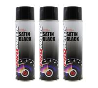 PROTOUCH 3x Promatic Satin Black Spray Paint, 500ml, Fast Drying, Weather/UV Resistant, Scratch/Impact Resistant