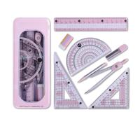 Protractor And Compass Set, 7 Pcs Maths Sets For Secondary School Pink Aesthetic Cute Math Kit Geometry Sets For Girls Students