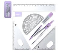 Protractor and Compass Set, Compass Set, Math Geometry Kit Sets | Drawing Compasses with Math Protractor, Set Squares, Ruler and More for Students Doing Homework