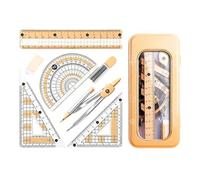 Protractor And Compass Set,Geometry Sets for Secondary School Stationery Supplies Pink Aesthetic Cute Math Kit Maths Set Kids Drawing Equipment Box,for Girls Students Teaching (Yellow)