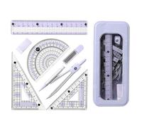 Protractor And Compass Set,Geometry Sets for Secondary School Stationery Supplies Pink Aesthetic Cute Math Kit Maths Set Kids Drawing Equipment Box,for Girls Students Teaching (Purple)