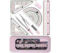 Protractor and Compass Set - Pink Aesthetic Geometry Kit for Secondary School Girls Students, Ideal for Maths & Drawing, Complete with Storage Box (Pink)