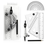 Protractor and Compass Set with Rulers All-in-One Compass Geometry Tool Kit for Students and Technical Drawing