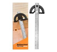 Protractor Angle Ruler, Adjustable Stainless Steel Angle Gauge with 0-180 Degrees Measuring Tool for Home Improvement (Black-12inch-Alloy)
