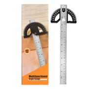 Protractor Angle Ruler - Adjustable Stainless Steel Gauge With 0-180 Degrees Measuring for Home Improvement Carpentry Work (Black, 12-Inch, ABS)