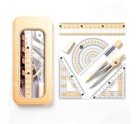 Protractor Compass Maths Set for Secondary School w/Rulers Pouch 17.8x7.5cm