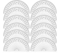 Protractor Set, 12 Pcs Clear Plastic Protractors, Angle Measurement Tool for Maths, Geometry, and Engineering, 10 cm x 5.5 cm, Ideal for Exams, Classes, and Homework