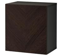 ProTuning BESTÅ Shelf unit with door, black-brown Hedeviken/dark brown stained oak veneer, 60x42x64 cm