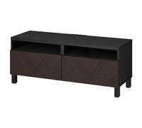 ProTuning BESTÅ TV bench with drawers, black-brown Hedeviken/Stubbarp/dark brown stained oak veneer, 120x42x48 cm