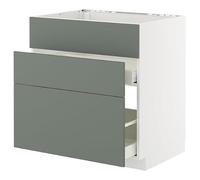 ProTuning METOD/MAXIMERA Base cab f sink+3 fronts/2 drawers, white/Nickebo matt grey-green, 80x60 cm