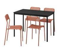 ProTuning SANDSBERG Table and 4 chairs, black black/red-brown, 110x67 cm