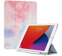 ProtUTab 10,2 Zoll Hülle für iPad mit Stifthalter, Auto Wake/Sleep Hülle für iPad 9./8./7. Generation (2021/2020/2019), weiche TPU-Rückseite, dreifach gefaltete Standhülle für iPad 10.2, Psychedelic