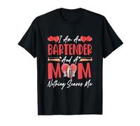 Proud A Bartender and A Mom Mother's Day Family Lover T-Shirt