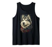 Proud Alaskan Malamute American Flag Patriotic Dog Tank Top