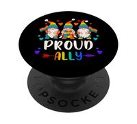 Proud Ally, Gnomes LGBT Pride, Rainbow colors, Straight ally PopSockets Adhesive PopGrip