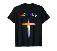 Proud Ally LGBT Pride | LGBTQ Christian Rainbow Cross T-Shirt