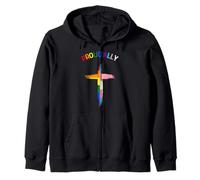 Proud Ally LGBT Pride | LGBTQ Christian Rainbow Cross Zip Hoodie